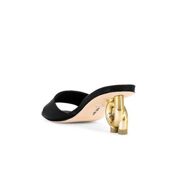 Cult Gaia Cora Black Gold Heel Slide Sandal Worn 1x - Picture 7 of 8